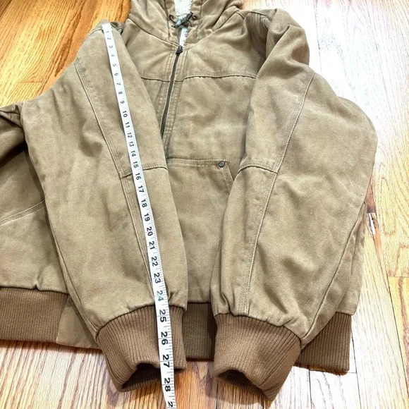 Levi’s Sherpa lined Workwear Brown Washed Canvas Outdoor winter Bomber Jacket XL - Picture 13 of 16